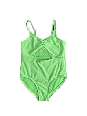 Art Class Girl's Lime Green One Piece Cutout Tank-Cut Swimsuit, Size 8 (M)